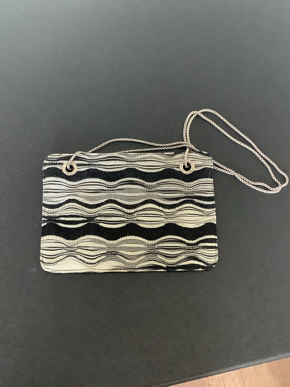 Missoni Black and Silver Wave-Pattern Shoulder Bag